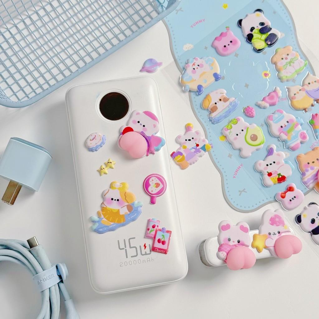 4Pcs 3D Soft Cute Butt 3D Kids Stickers Squishy Animals Rabbit Bear Handmade Decor For Phone Cases Bulingbulingstickers Store