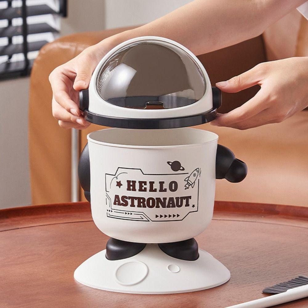 With Lid Astronaut Trash Can Creative Mini Dustbin Cute Desktop Garbage Can