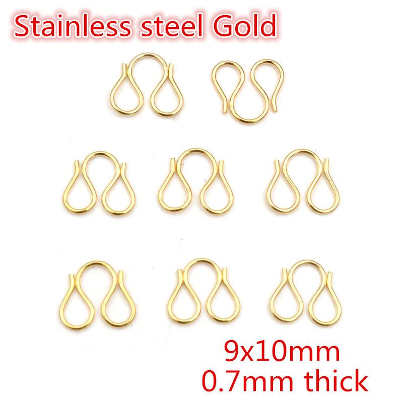 30Pcs Stainless Steel Gold Color W Shape End Clasps Hooks Chain Connectors For Bracelet Necklace DIY Jewelry Making Supplies