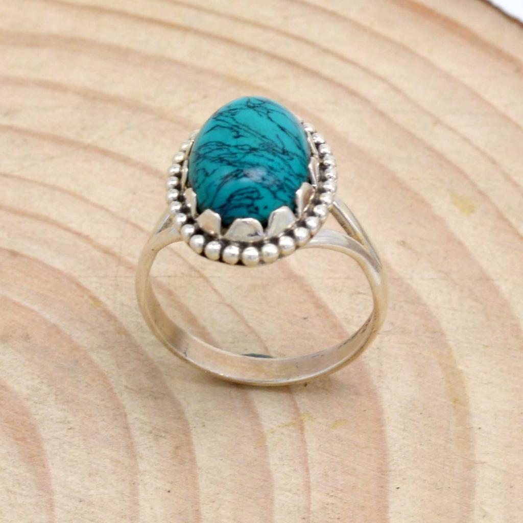 Türkis 925 Sterling Silber Damen Geburtsstein Handgefertigter Ring