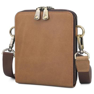 Bolsa de ombro casual masculina de couro retrô - Suporte para celular e pequenos itens essenciais