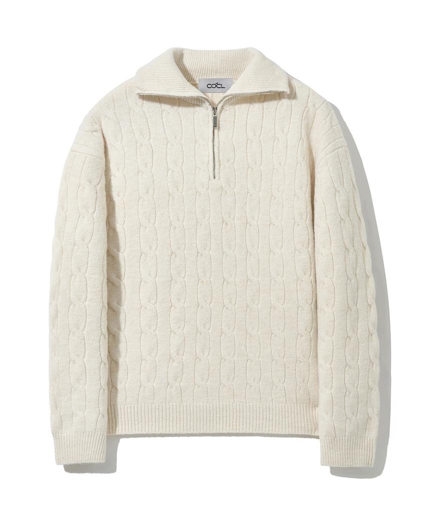 COSTUME O’CLOCK Cable Half Zip Heavy Knit Pullover 8 Color Cooskt069
