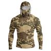 Men's Casual Raglan Sleeve Hooded Long Sleeve Sun Protection Shirt Camouflage Print Lightweight Breathable Outdoor Top