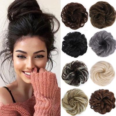 Scrunchie Chignon mit Gummiband, unordentlicher Haarknoten, synthetische natürliche Kunsthaarteile für Frauen, Hochtemperaturfaser