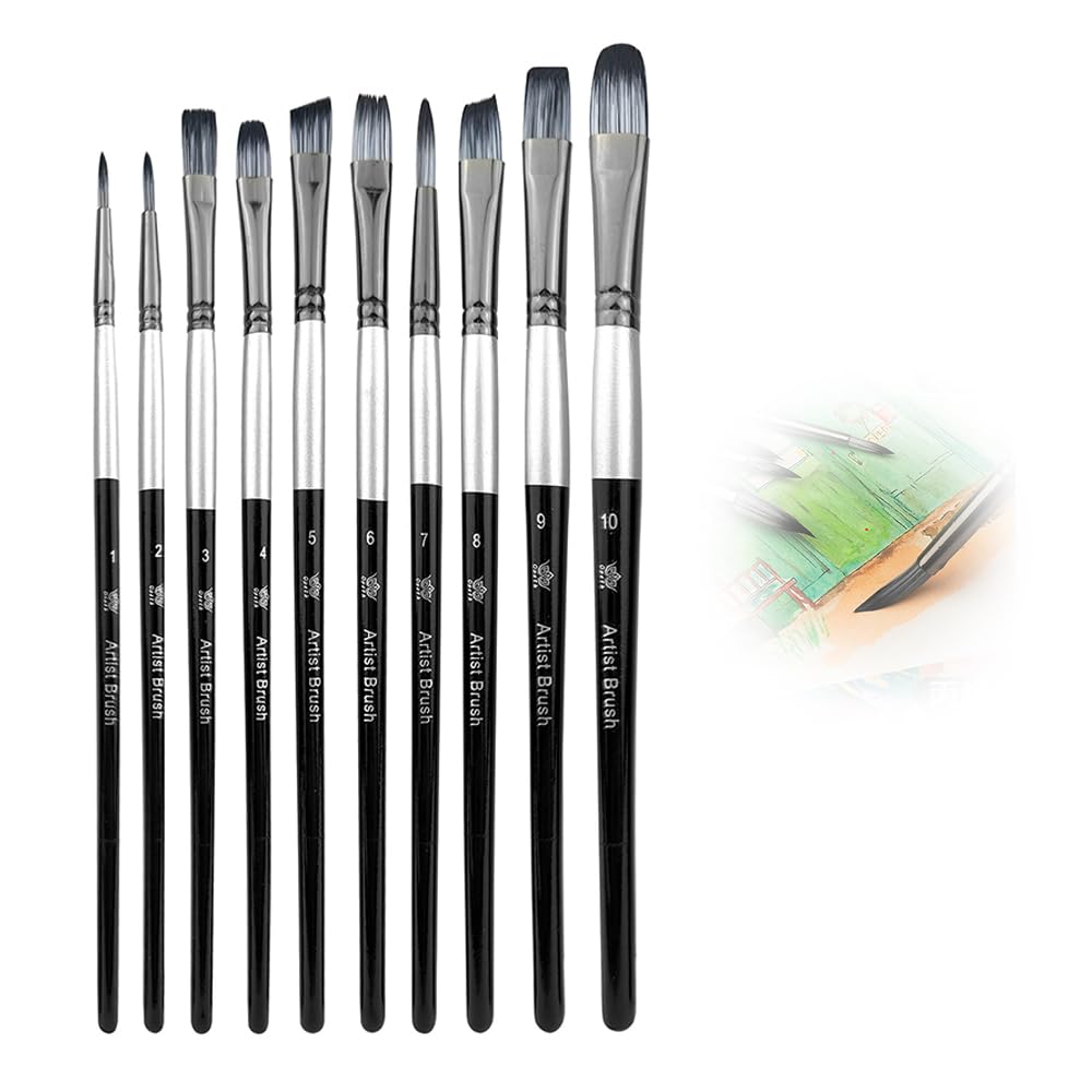 MILANQW Oil Painting Face Brushes for Plastic Model Watercolor Acrylic Japanese Flat and Round Soft Line Set and Brushes, Painting, Painting,