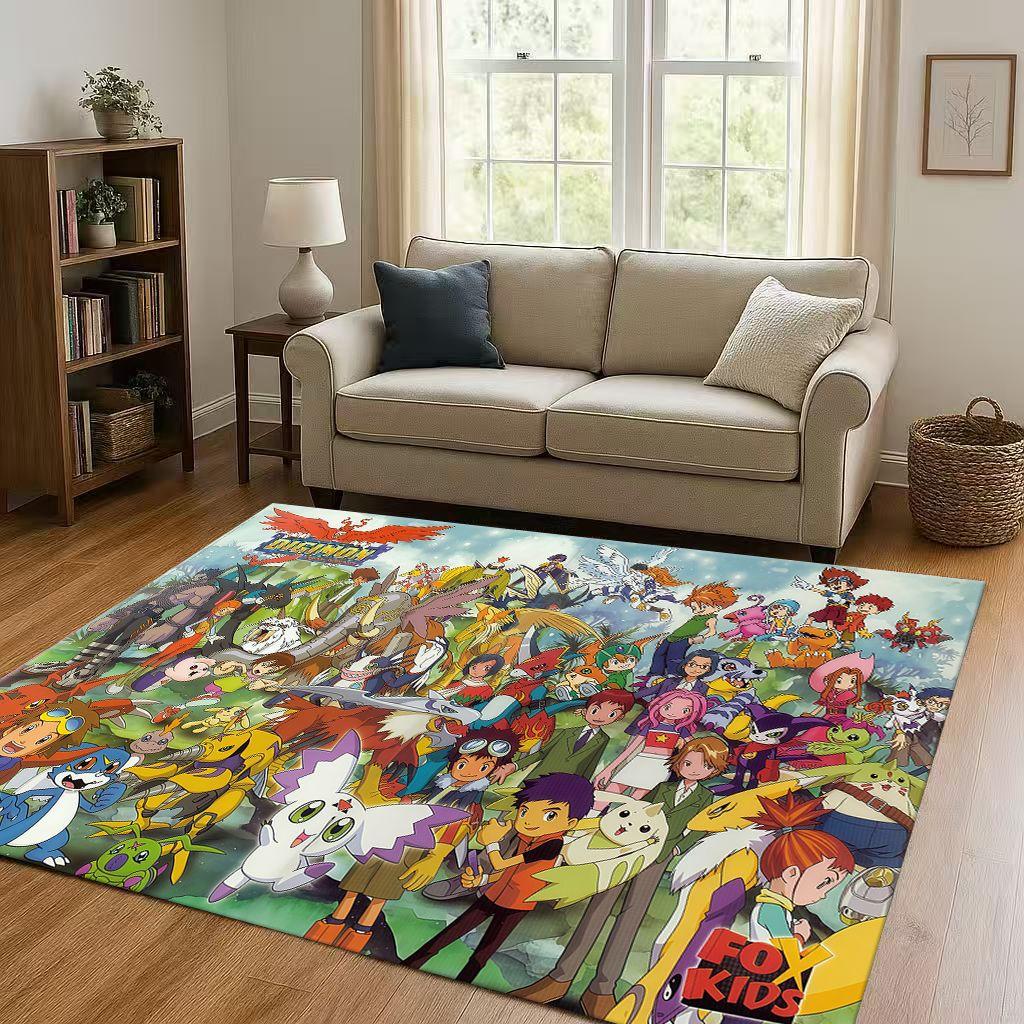 Angewomon Cartoon Digimon Adventure Living Room Non Slip Area Rug Soft Carpet for Bedroom Sofa,Easy Clean Home Doormat Playmat