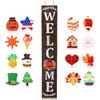 Jetec Welcome Sign for Front Door Interchangeable Wooden Welcome Porch Sign Outdoor Decoration Replaceable with 16 Seasonal Icon for Valentine's St.