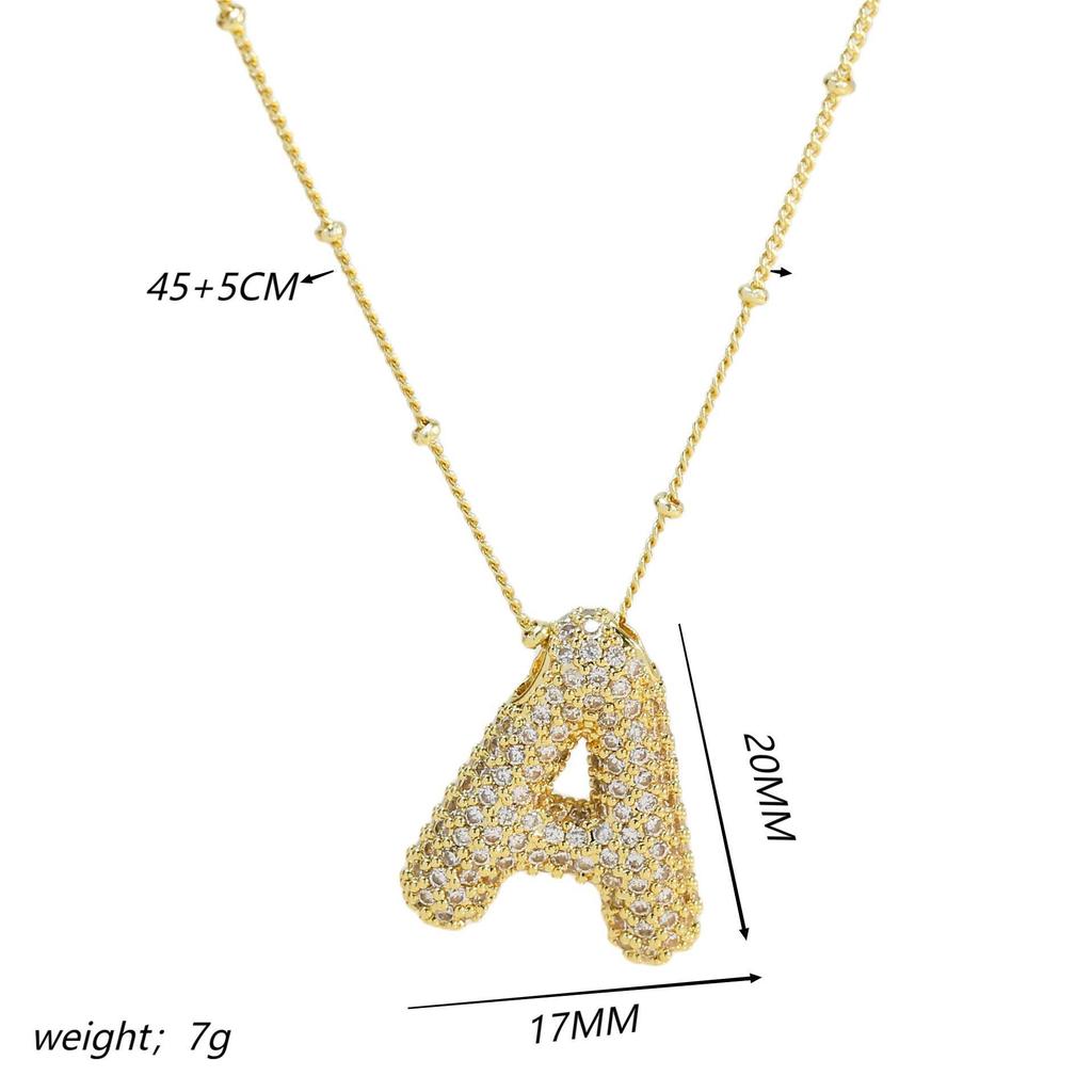 Elegante Collana con Ciondolo Alfabeto in Oro 18 Carati Placcato Zircone