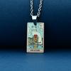 Stainless Steel Cat Tarot Card Necklace for Men Women Animal Divination Jewelry Accessory