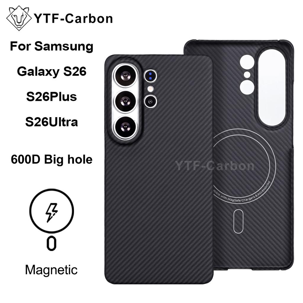 YTF-carbon Luxury Real Kevlar Case for Samsung Galaxy S26 Ultra/S26Plus/S26, Aramid Fiber Magnetic MagSafe Cover