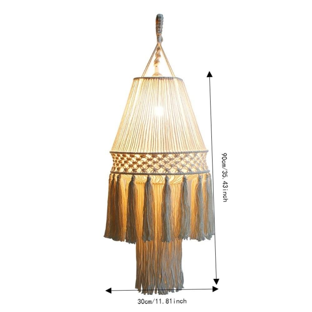 Textured Weave Bohemian Tassel Lampshade Handwoven Tassel Light Shell Living Room