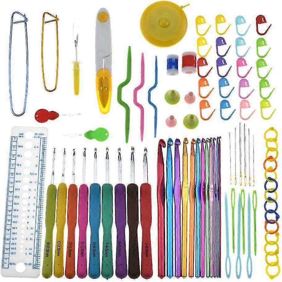 Crochet Hook Set, 85 Piece Crochet Tool, Ergonomic Knitting Needles With Complete Crochet Accessories And Bag With Double Zip