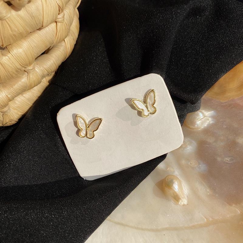 

Серьги-бабочки из серебра 925 пробы с капельной глазурью - корейский стиль 2025 года A pair of earrings S925 silver needle