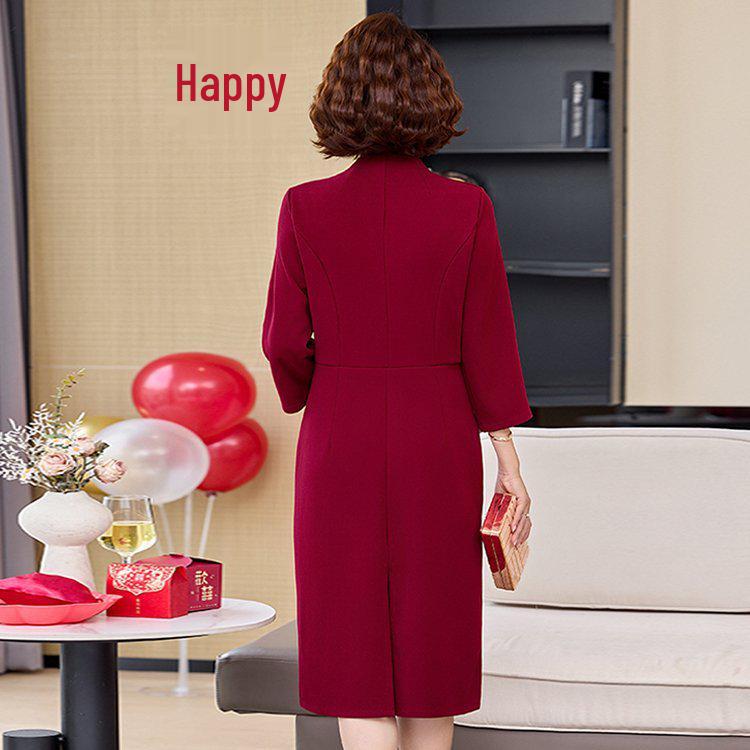 Elegant Spring Mother-in-Law Wedding Dress: Mid-Aged Women's Two-Piece Look
