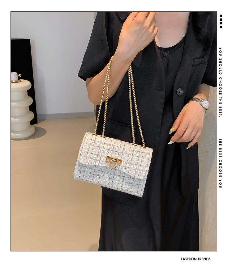 Women's Wool Plaid Chain Bag - Versatile Spring/Summer 2024 Style