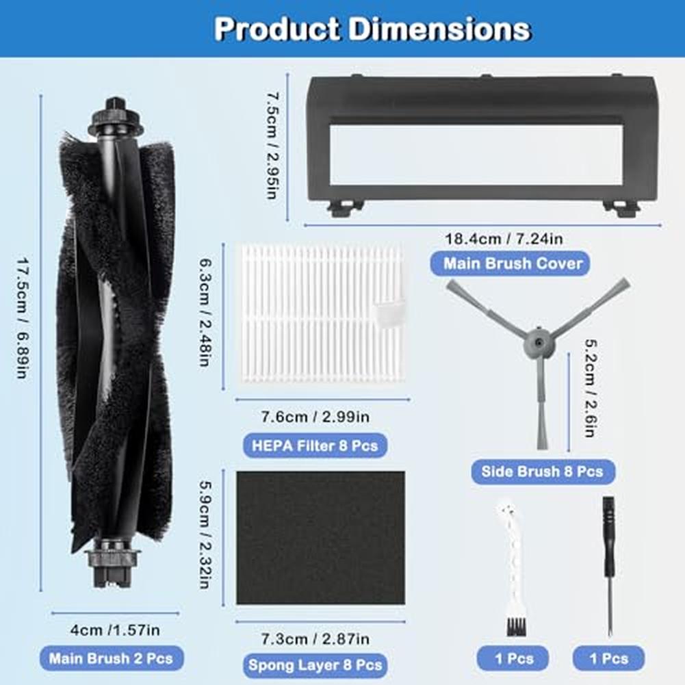 Roller Brushes Side Brushes With Main Brush Guard Cover HEPA Filters Screwdriver Parts For Eufy L60 & L50 Series Vacuum Cleaner
