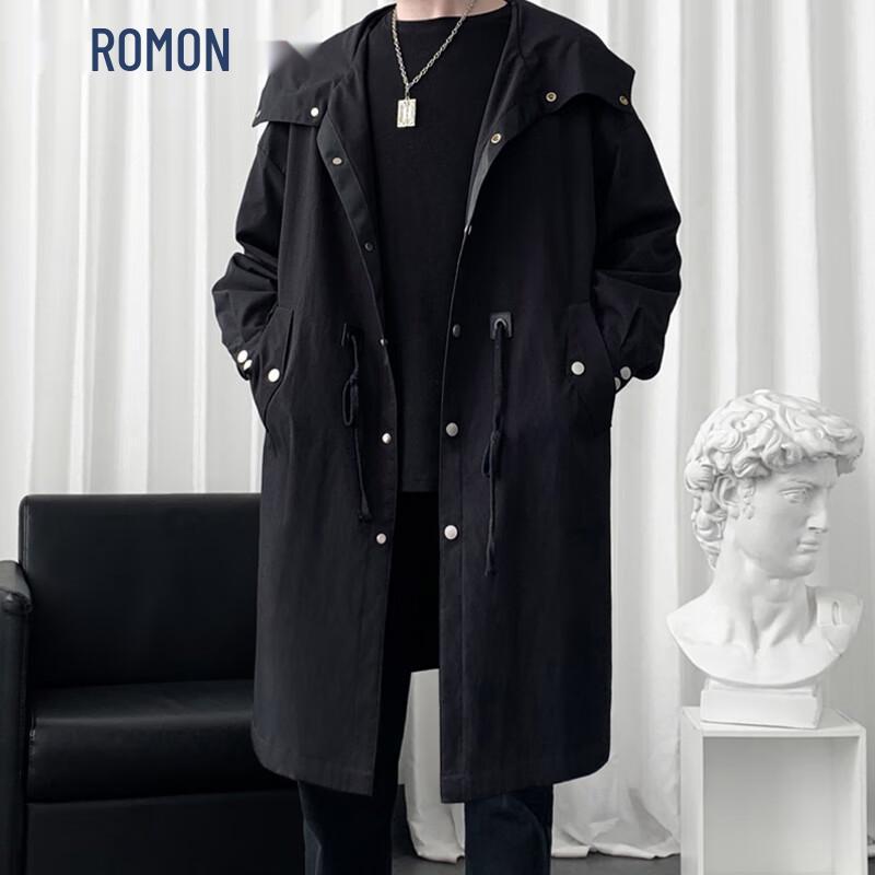 ROMON Мужское премиальное тренчкот средней длины с капюшоном 3XL