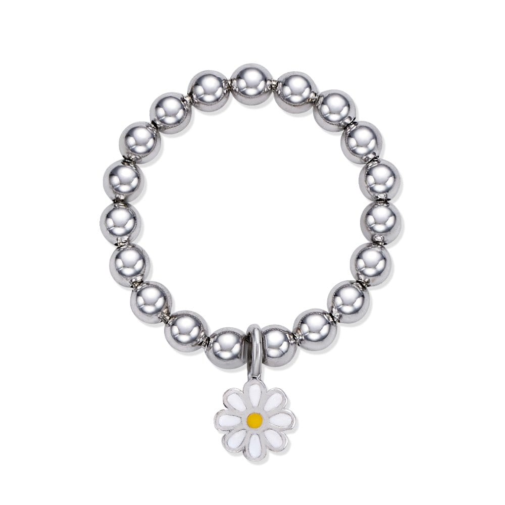 Silver 925 Daisy Ball Chain Ring Free Size (Size 10-15) / Ball Chain 3mm Pendant 6X6mm