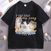 Funny Cat Meme T Shirt Men Women Y2k Clothes Graphic Tee Casual Comfortable Short Sleeve Round