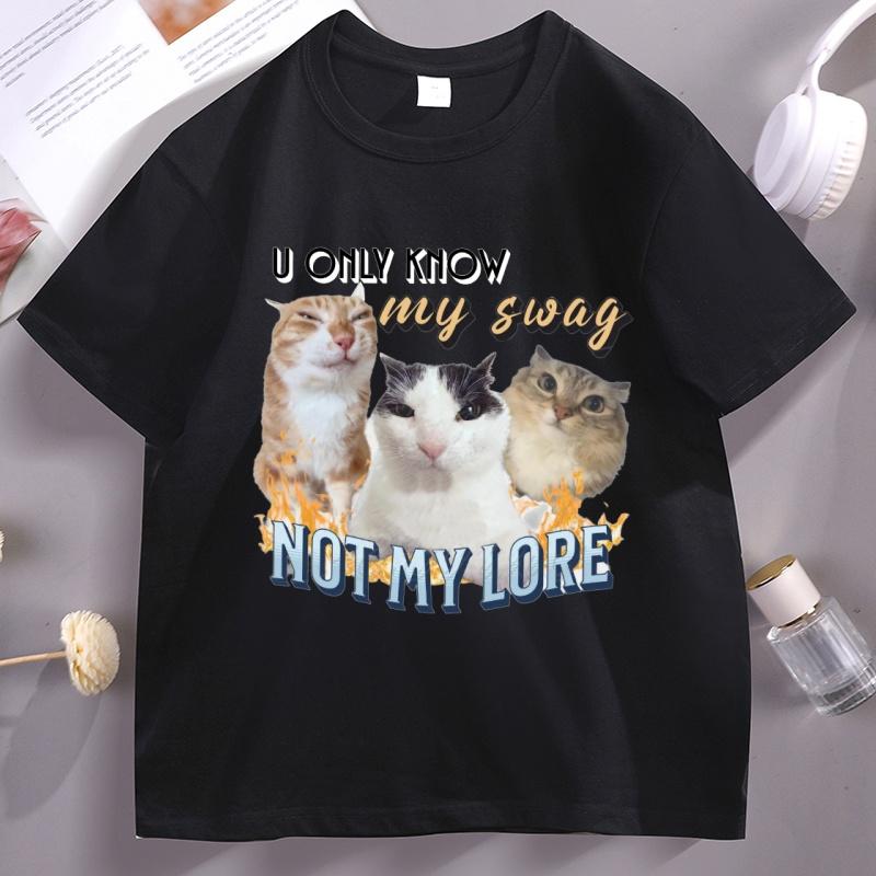 Funny Cat Meme T Shirt Unisex Unisex Y2k Clothes Graphic Tee Casual Comfortable Short Sleeve Round Neck Printed Tshirts Unisex Clothing