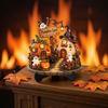 Centros de Mesa de Halloween Cartel de Madera para Mesa, Calabaza Gato Negro Fantasma Casa Encantada Placa Decorativa Manualidades de Relieve Tridimensional con Soporte,