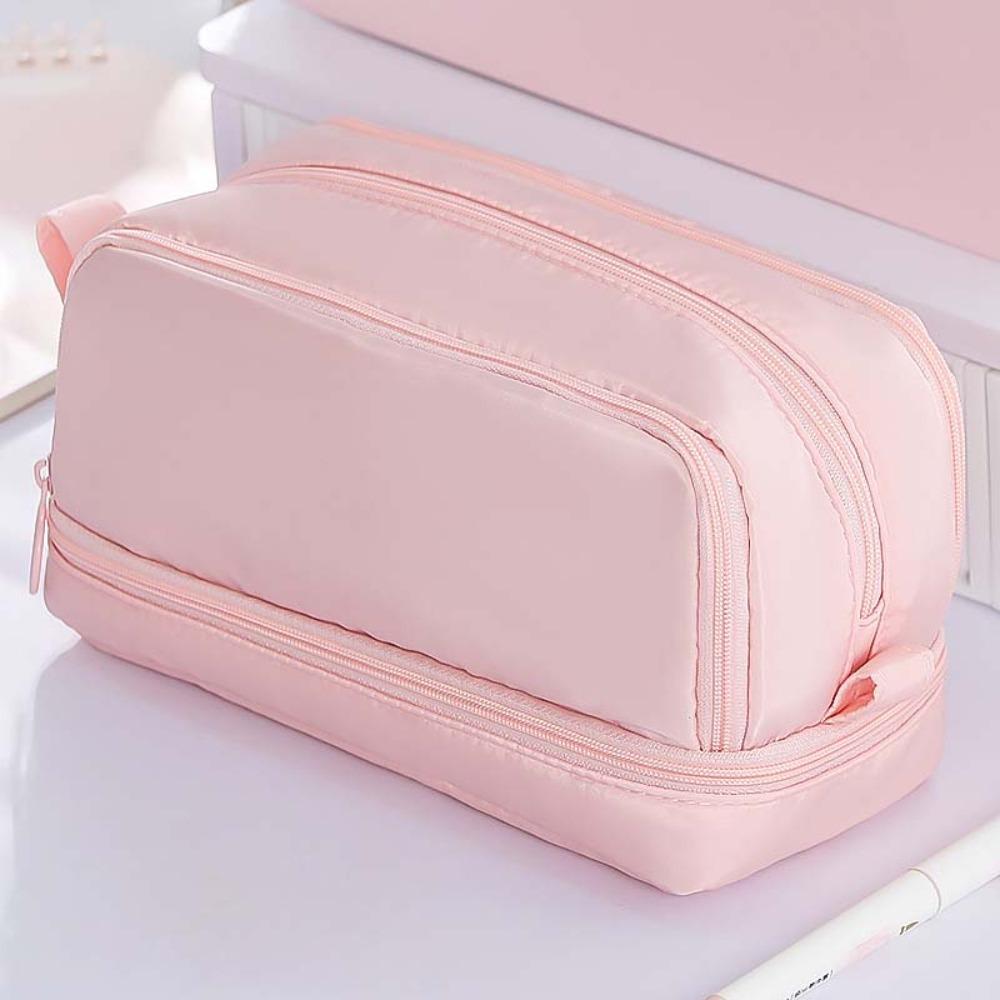 Large-Capacity Dual-side Open Pen Bag Minimalist Portable Handle Storage Pouch  Student