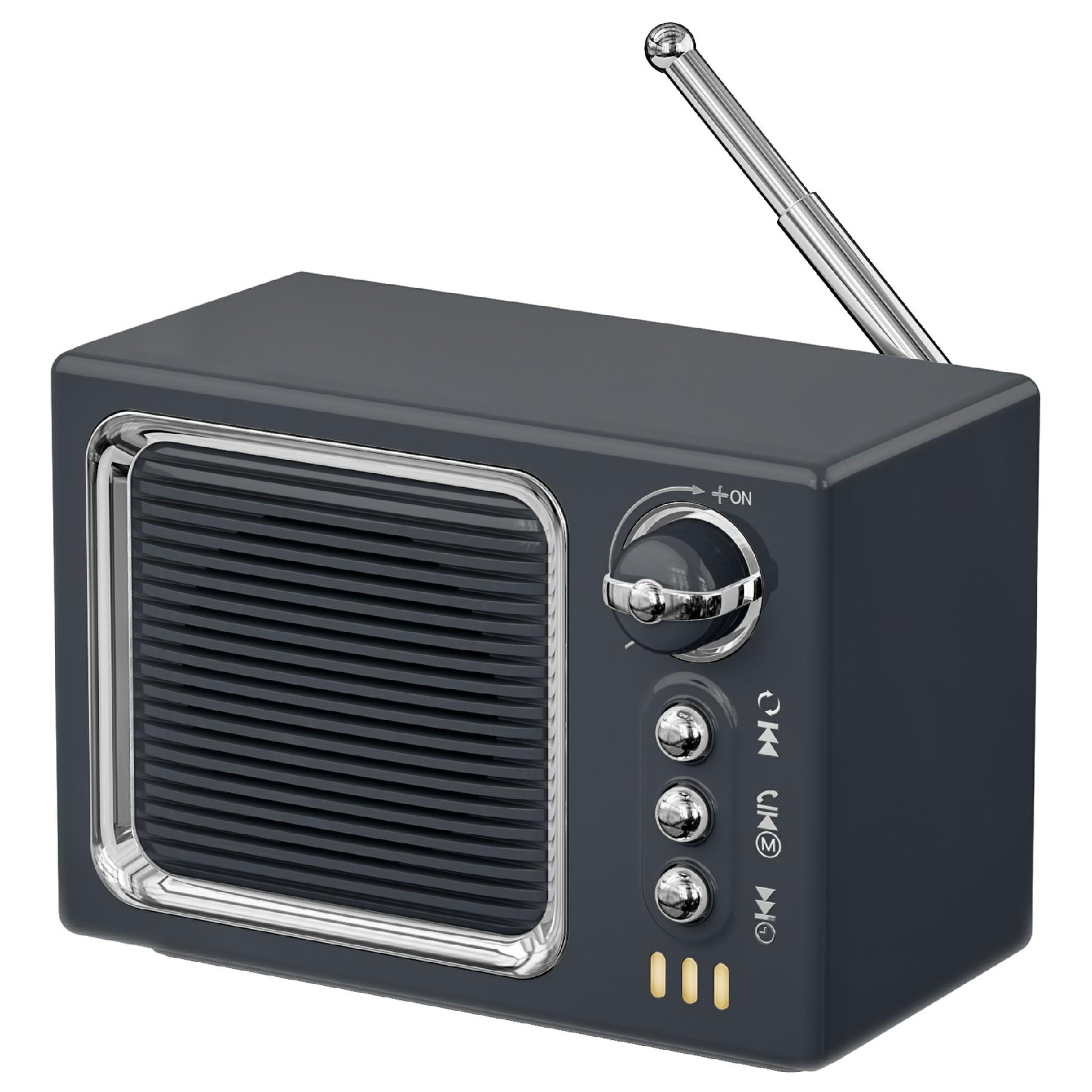 

BT 5.0 White Noise Sleep Speaker Retro Mini TV Design Sound Box Wireless Music Player with FM Radio Dark Grey