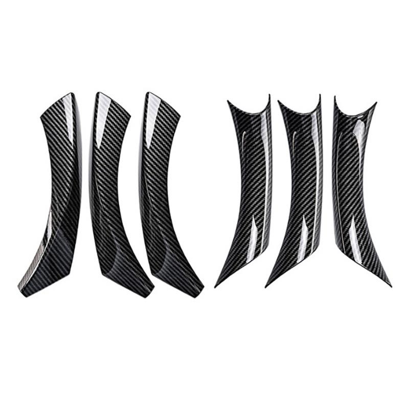 Carbon Fiber Matte Black ABS Inner Interior Door Panel Pull Handle Cover for BMW E90 E91 3-Series Sedan, Wagon 2005-2012