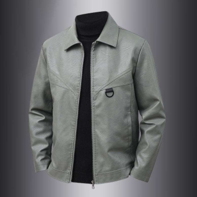 

Autumn and Winter Men s Solid Color Zipper Pocket Cardigan Lapel Fashion Trend Jacket Casual Top L