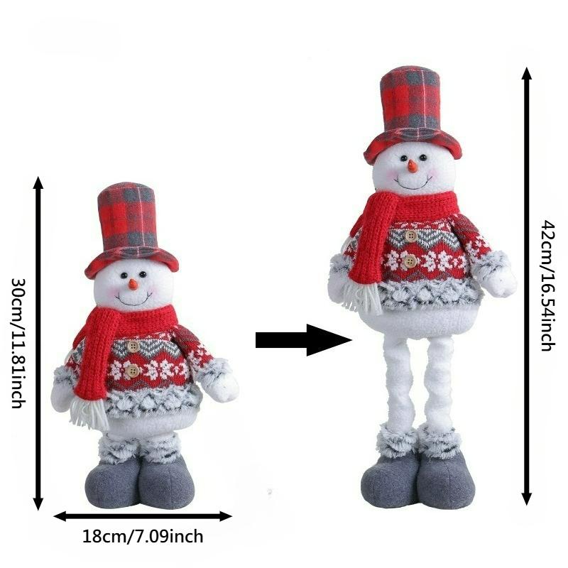 1pc Multiple Christmas Standing Posture Telescopic Doll Hotel Showcase Christmas Snowman Reindeer Doll Decorative Ornaments Gift