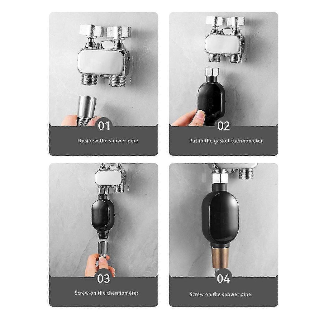 Fast Response Thermal Shower Head With Real-Time Water Temperature Display, Strong Steel Bathroom Accessory, Multicolor