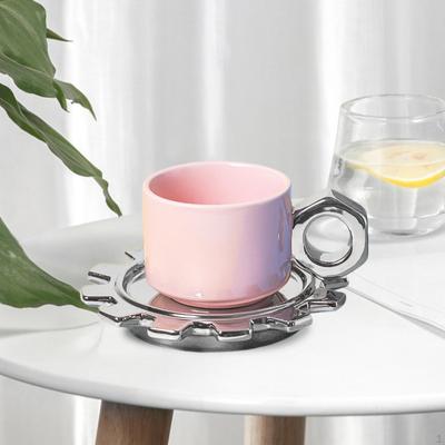 250 ml Keramik-Kaffeetasse mit Untertasse, Teegriff, Bürosaft