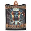 Italian Brainrot Cappuccino Assassino Flannel Blanket Soft Warm Bedding Throws for Living Room Camping Bedspread Sofa Bed Cover
