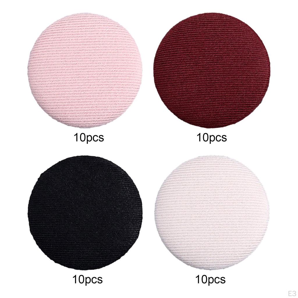10 X Fabric Covered Buttons Flat Back DIY Metal Sewing for Garment Bag