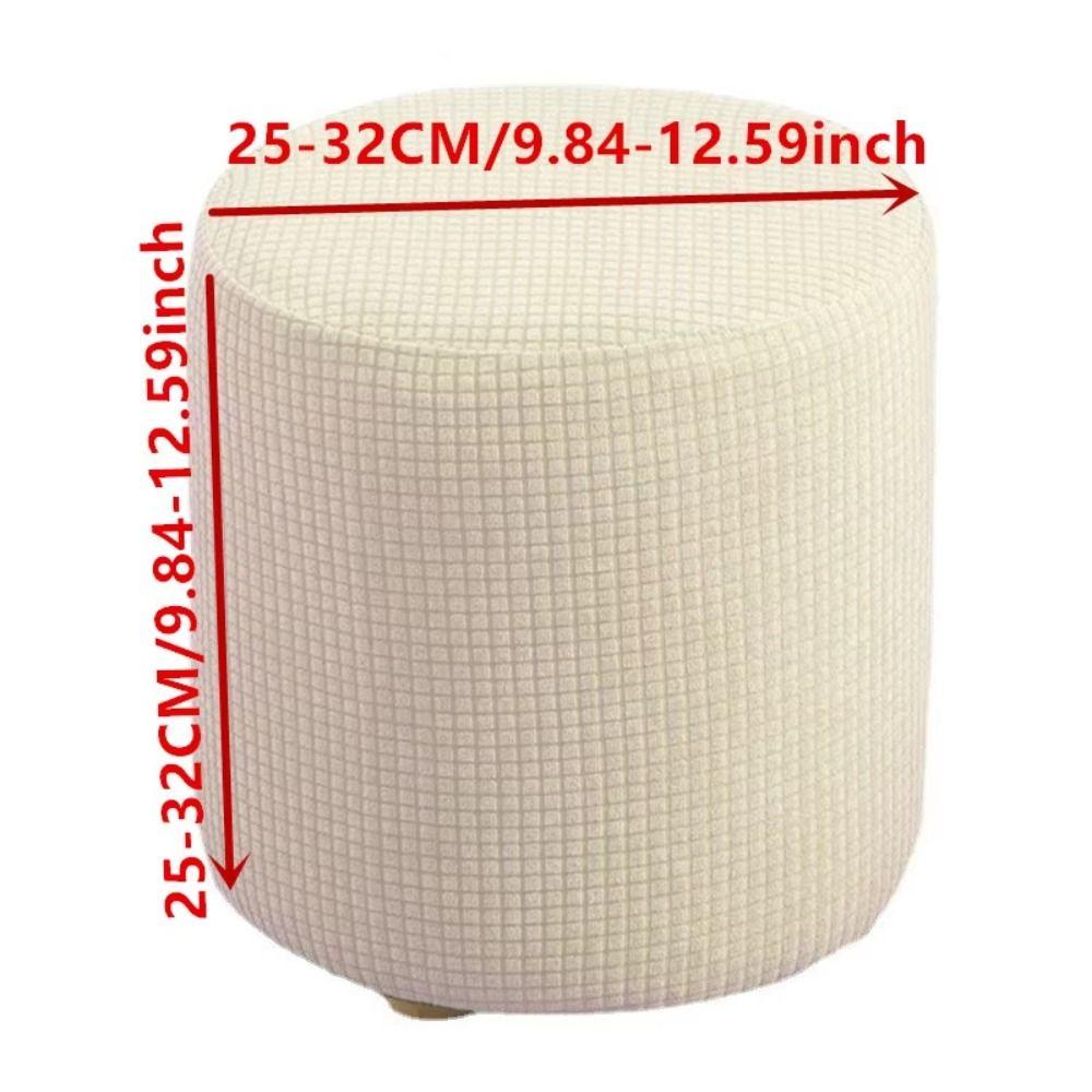 Round Shape Round Ottoman Slipcover Dustproof Universal Seat Slipcovers Elastic Polar Fleece Chair Cover