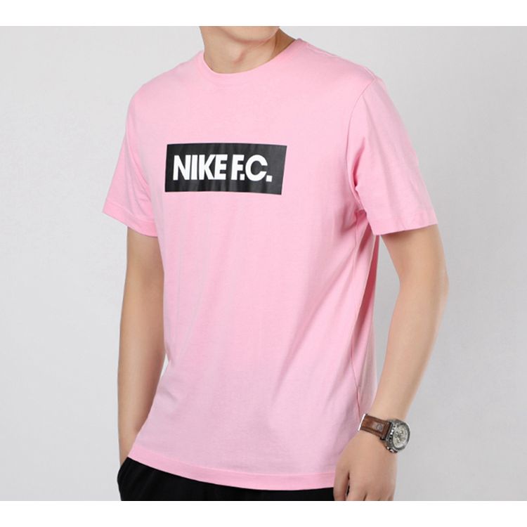Nike F.C. Printed Chest Lettering Football Short Sleeve T-Shirt Men Tops Pink CT8430-654