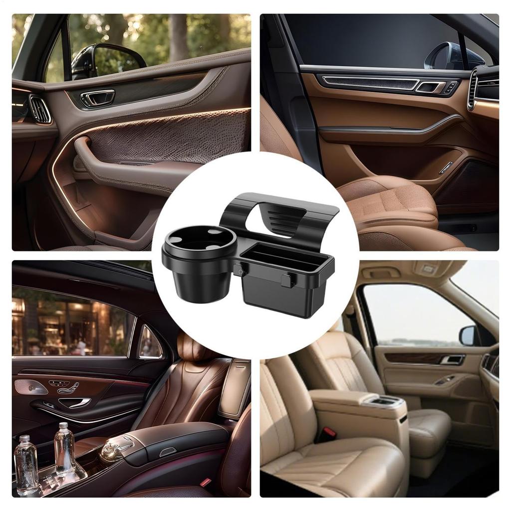 Car Door Storage Box, Car Cup Holder, Phone Mount, Multi Functional Design, Adjustable Hooks, Black, For Drink, Smartphones, Keys, Bottle