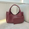 Borsa a tracolla in pelle intrecciata di grande capacità, borsa a spalla, casual, semplice, portatile, borsa a cestino per verdura, borsa da pendolare alla moda per donna