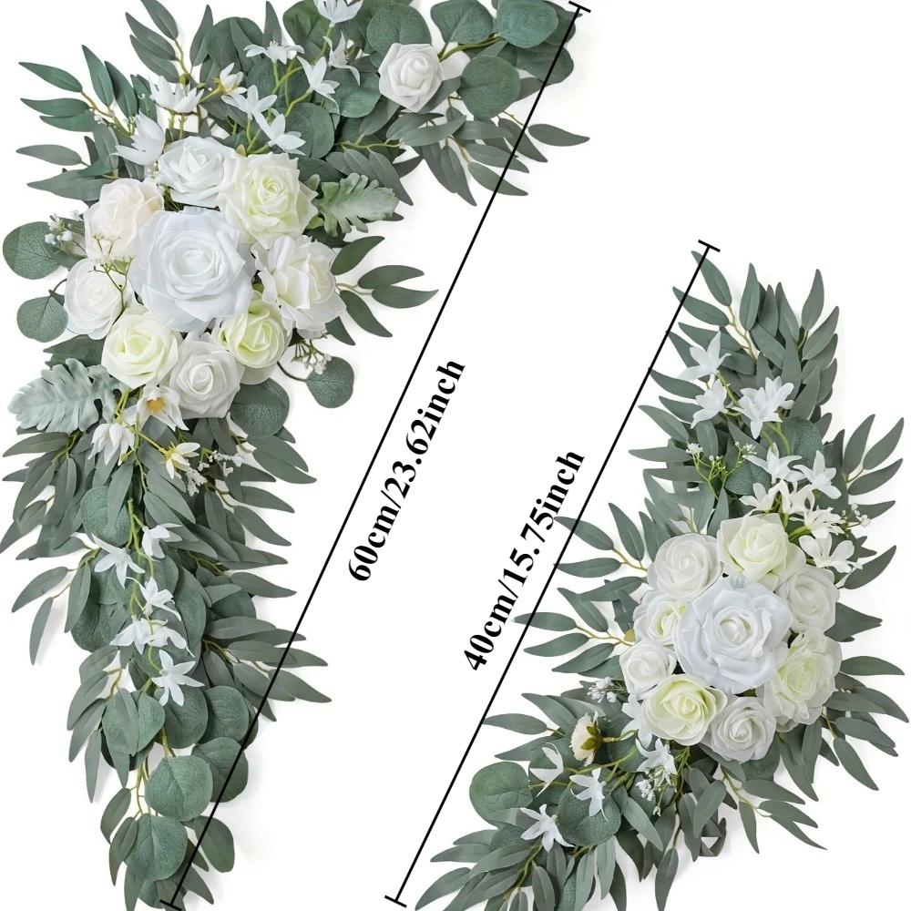 2pcs Artificial Crescent Flower Swag Wedding Arch Decor Fake Floral Finished for T Stage Road Lead Party Ceremony Event Supplies