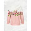 Spring Autumn Casual Pink Rose Floral Print Hooded Jacket Women Lightweight Zip Up Long Sleeve Pullover Outerwear