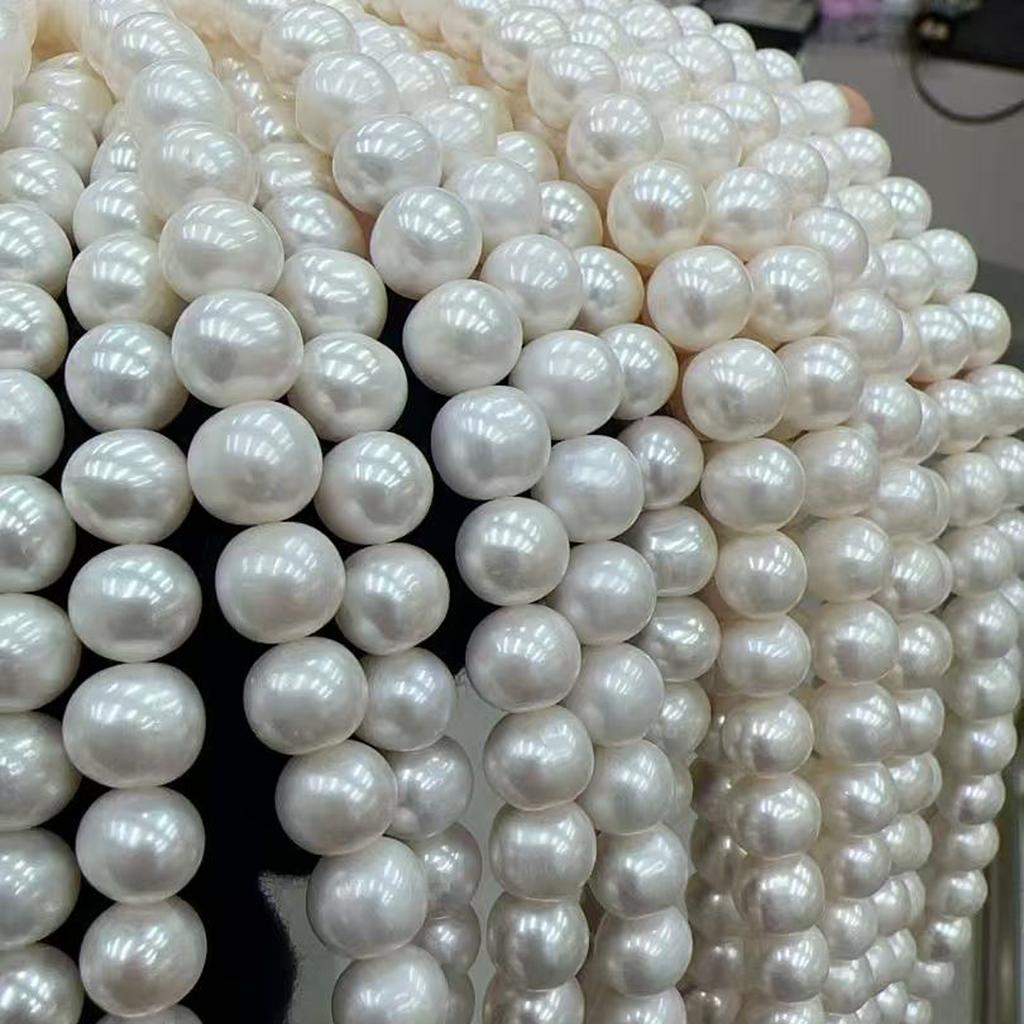 1String, White Natural Shell Mother of Pearl Beads, 10-11mm Round Beads for Jewelry Making DIY Necklace Bracelet Accessories, Bulk Wedding Gifts 36cm