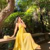 Tropical Yellow Long Dress With Backless Design For Beach Vacation Womens Resort Wear