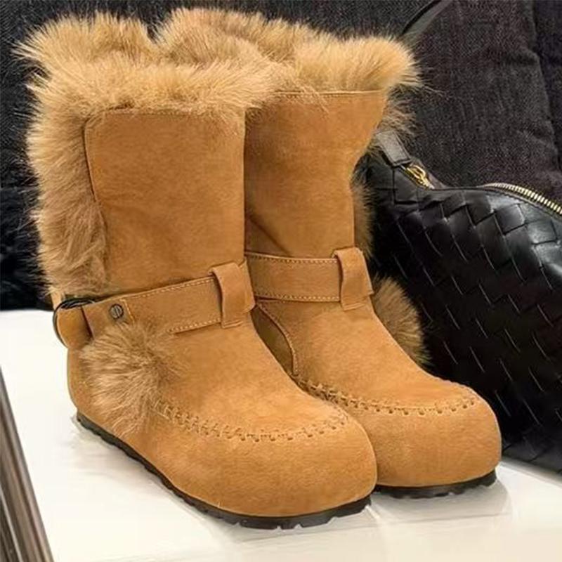 Schneestiefel für Damen Flats Stiefeletten Pelz Mode Warm Damenschuhe Wildleder Winter Baumwollschuhe Designer Sport Botas Mujer