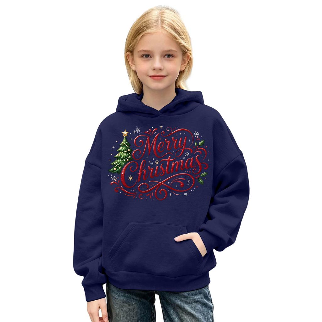 Boys and Girls Christmas Hoodie Sweatshirt Casual Comfortable Pullover Top for Holiday