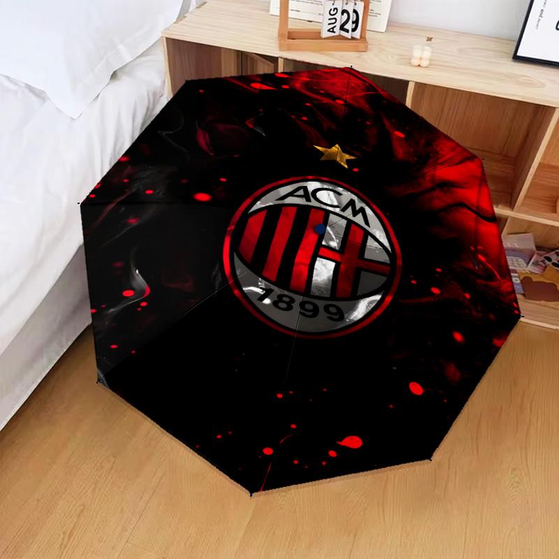 1PC Milan Football club Printed Umbrella Folding umbrella, automatic umbrella 8-Frame for Travel, camping Fan gifts Christmas Gifts