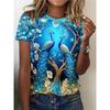 Fashionable 3D Animal Bird Print T-shirt for Women's Summer Casual O-neck Short Sleeved Top Kawaii Girls' T-shirt Loose and Trendy Women's Clothing