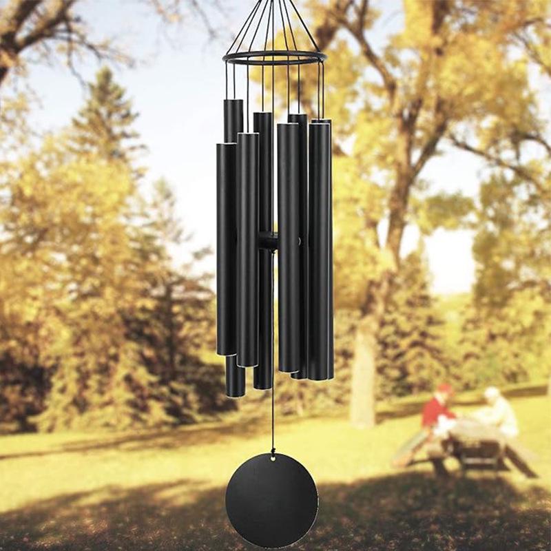 41" Black Aluminum Tube Wind Chime: Outdoor Metal Hanging Ornament with Complete Specs