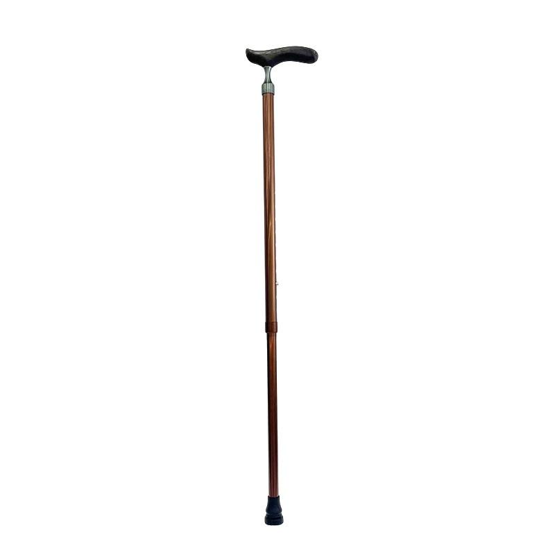 Elderly Support Walking Cane Aluminum Adjustable Trekking Stick With Wooden T-Handle Indoor Outdoor Use