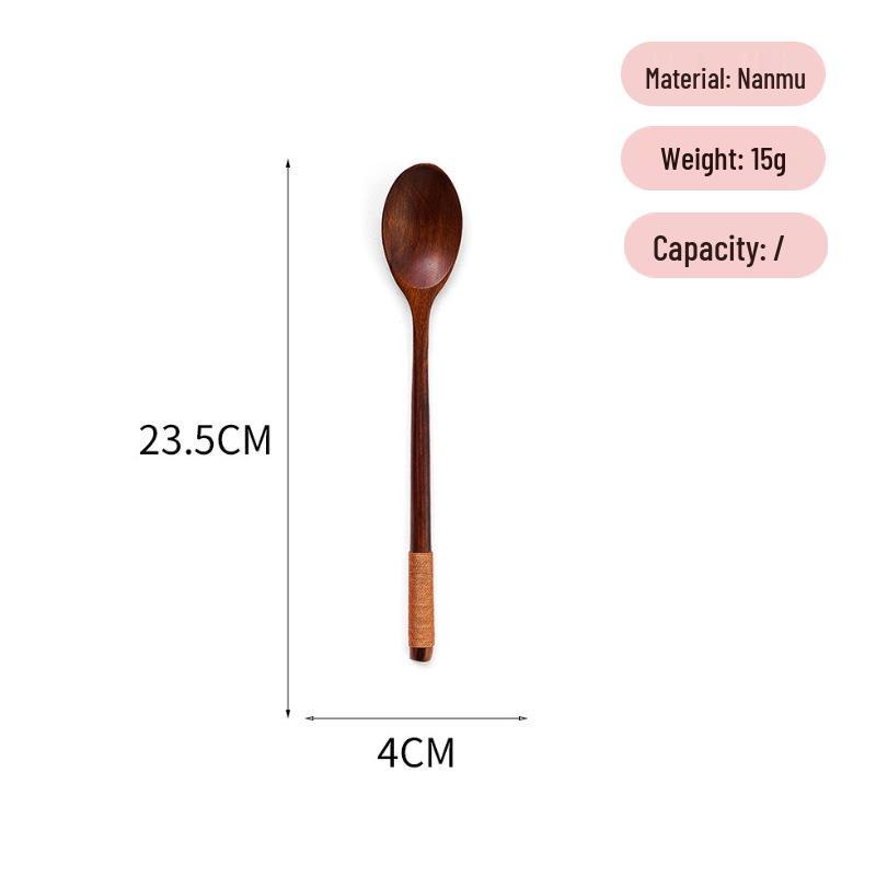Long-Handled Wooden Spoon Set: Coffee, Honey, Milk Tea Stirrer & Soup Ladle