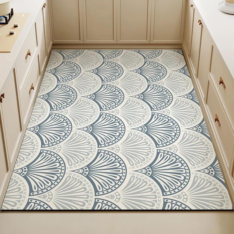 Carpet for Kitchen Pvc Floor Mat Large Size Waterproof Non-slip Carpets Leather Anti-oil Foot Mats Retro Home Decoration Rug